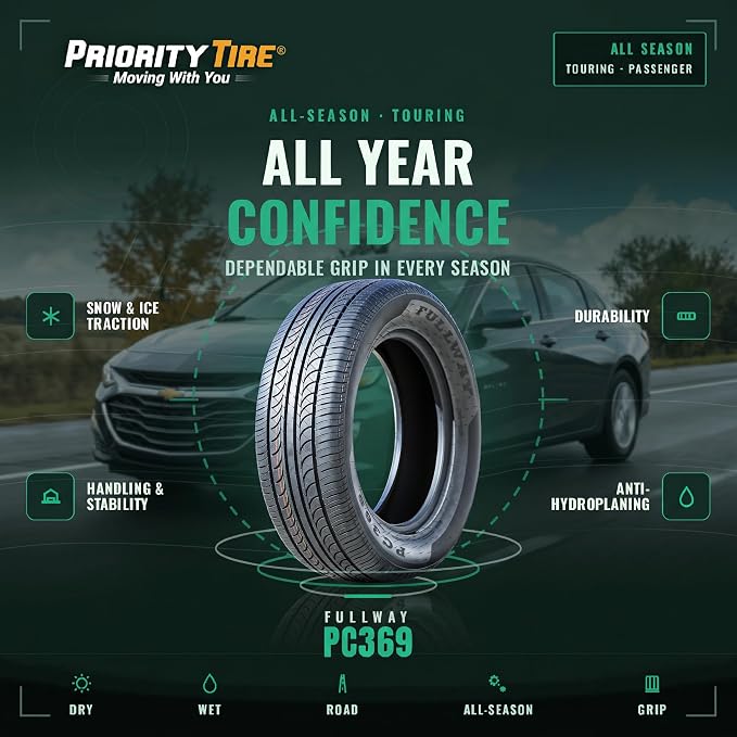 Fullway PC369 All-Season Passenger Car Performance Radial Tire-215/60R17 215/60/17 215/60-17 96H Load Range SL 4-Ply BSW Black Side Wall UTQG 380AA