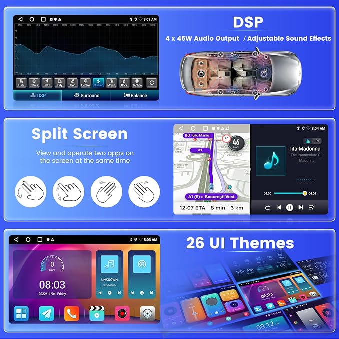 4G 128G for Mitsubishi Lancer 2007-2012 Radio CarPlay 10.1" Incell Touchscreen Car Stereo Android 15 Android Auto Bluetooth 5.0 GPS WiFi 15UI Backup Camera