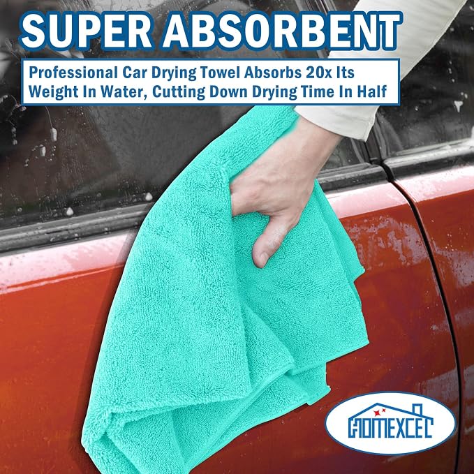 Professional Large Microfiber Car Drying Towels 2 Pack, Lint Free, Scratch Free, Highly Absorbent Drying Towel for Cars, SUVs, RVs, Trucks, and Boats,31" x 24",Green