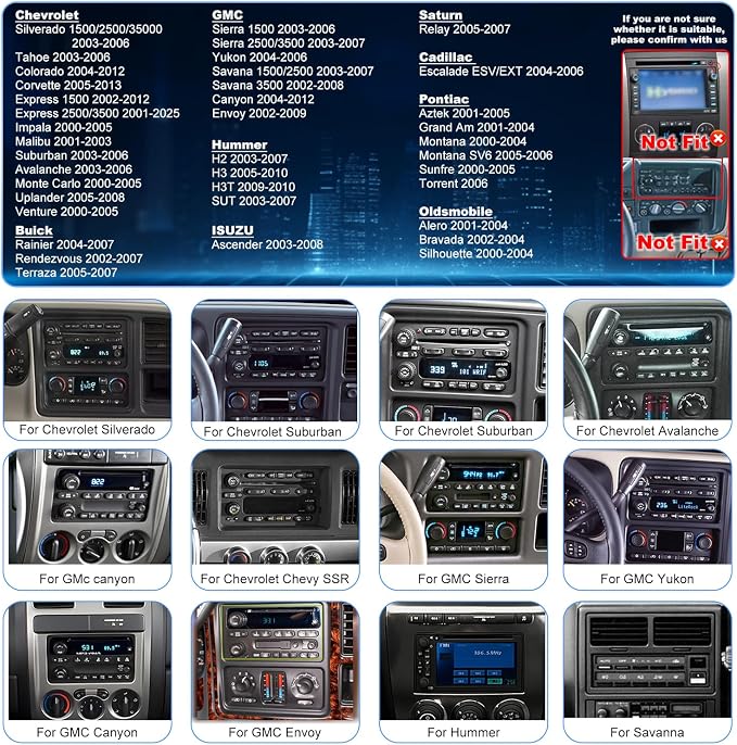 Android Radio for Chevrolet Chevy Silverado 2003 2004 2005 2006, Hummer H2 2003-2007, Tahoe GMC Sierra Yukon 2003-2006, 7" IPS Car Stereo with Backup Camera, Apple CarPlay & Android Auto GPS FM WiFi