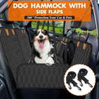 Waterproof Dog Car Seat Cover for Back Seat, Pet Hammock- S, Black/Orange | Durable waterproof hammock with nonslip design & storage pockets. Protects seats from scratches, fits cars, SUVs & trucks.