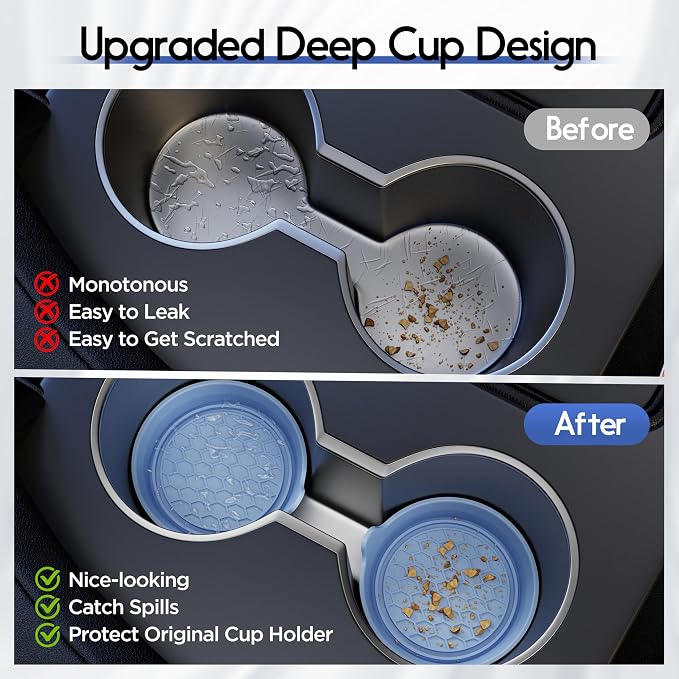 Car Cup Coaster Universal Automotive Waterproof Non-Slip Cup Holders Sift-Proof Spill Holder Car Interior Accessories 4 Pack Gray Blue