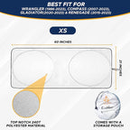 Jeep Windshield Sunshade | Sun Visor for UV Rays & Heat Protection | Suitable for Wrangler, Gladiator | Jeep Accessories for Wrangler | X-Small - 60x21 Inches