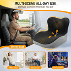 Car Seat Cushion with Lumbar Support Pillow, Car Back Support | L-Shaped Ergonomic Memory Foam Seat Cushion, Car Seat Cushions for Driving, Driver Cushion and Back Support for Car, B&G