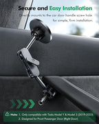 Magnetic Phone Mount for Tesla Model Y and Model 3 (2017-2023), Passenger's Side Door Bracket, 360° Rotation, Foldable, Compatible with iPhone 15/14/13/12 and All Phones