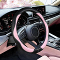 Pink Steering Wheel Cover, Non-Slip Breathable Comfort PU Imitation Leather Cute Car Accessories for Women Girl, Universal Protector in All Season 15 inch Fit Most Car