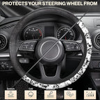 Halloween Skull Steering Wheel Cover, Anti-Slip Skeleton 15 Inches Car Steering Wheel Cover for Women Men, Neoprene Floral Car Accessories Protective Case for Vehicle Truck SUV