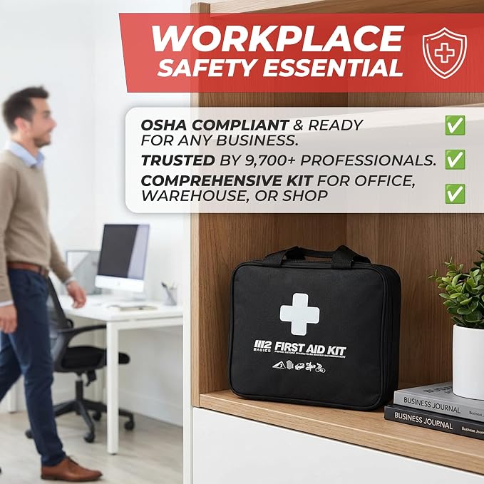300 Piece Premium First Aid Kit w/Durable Bag for Home, Business | Office, Workplace, Car, Garage, Kitchen, Family, Classroom, Jobsite, Warehouse, School, Vehicle And Emergency Preparedness