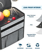 Car Trash Can with Lid, Leakproof Car Trash Bag Hanging Waterproof Automotive Garbage Can with Storage Pockets Mini Vehicle Trash Bin for Back/Front Seat(Silver Glitter,2.5 Gallon)