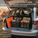 Trunk Organizer Plastic for Car, Orange | Collapsible Crate Storage, With Lid, Waterproof Bag, Optional Insulated Cooler, For SUV, Groceries, Camping
