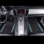 Bling Rhinestones Diamond Waterproof Car Floor Mat, Crystal Sparkly Shining Glitter Carpet, Anti-Slip PVC Heel Pad Universal for Interior Auto SUV,Sedan,Van,4pcs Girly Women Mint Teal Diamond