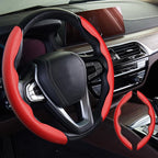 2pcs Car Steering Wheel Cover,Anti-Skid Carbon Fiber Steering Wheel Protector for Men Women,Multiple Color Options,Universal for Most Car Interiors Accessories (Red)