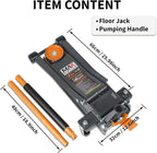 3-Ton (6600lbs) Low-Profile Dual Pistons Heavy-Duty Steel Racing Floor Jack with Quick Lift Hydraulic Pump, Foot Pedal and Magentic Pad for Car Maintenance (Orange, 3 Ton Low Profile)