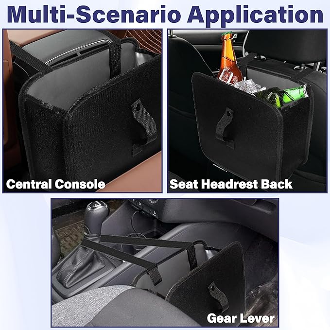 Car Trash Can, 2 Gallons Foldable Leakproof Car Garbage Can, Collapsible Hanging Car Trash Bin for Car Seat, Garbage Bags, Car Interior Accessories