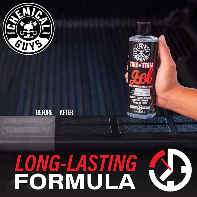 Tire And Trim Gel For Plastic And Rubber, Restores Faded Tires, Trim, And Bumpers, Enhances Shine And Protection, Safe For Cars, Trucks, SUVs, Motorcycles, RVs & More, 16 Fl Oz