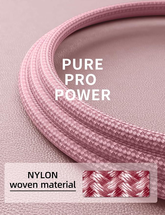 USBC to USBC Cable Fast Charging 66W, 2Pack 3FT USB C Cable, iPhone USB C Charger Cable Short USB Type C to C Cord Nylon Braided for iPhone 17/16/15/Pro Max/Plus/Samsung Galaxy S23/LG and More-Pink