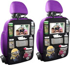 Backseat Car Organizer Mats Back Seat Organizers and Storage Bag with Touch Screen Tablet Holder for Kids Toddlers Seats, Travel Accessories, Road Trip Essentials (2PCS)