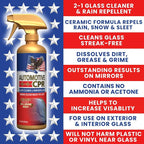 Glass Cleaner & Rain Repellent – Premium Ceramic 2-in-1 Formula Cleans & Protects – Streak-Free Shine for Windshields, Windows, & Mirrors – Made in USA – 16oz