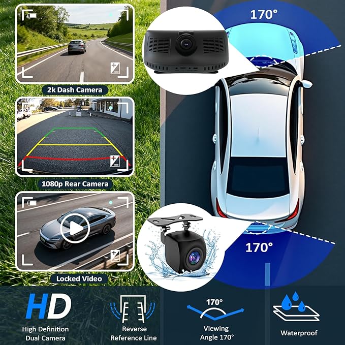 8.1" HD Carplay Screen for Car Stereo, 2K Dash Cam Wireless Portable Touch Screen Car Play with Apple Carplay & Android Auto with 1080P Back Up Camera, Bluetooth, Mirror Link, GPS, AUX, Voice Control
