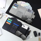 2 Packs Car Sun Visor Organizer, Sunglasses Holders for Car Sun Visor PU Auto Interior Accessories Storage Travel Document Holder with Multi Pocket (Black, Gray, 12.2 x 6.1 Inches)