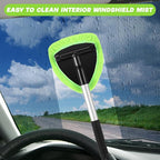 10 Pcs Windshield Cleaner Tool Car Window Cleaning Supplies with Extendable Handle Include 6 Washable Microfiber Bonnets 2 Empty 60ml Spray Bottle Glass Wiper Kit (Green)
