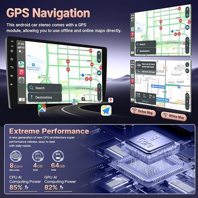 Upgrade 4+64GB Android 13 Car Radio for Honda Civic 2006 2007 2008 2009 2010 2011, 9Inch IPS Touchscreen Stereo for Civic with Carplay Android Auto Mirrorlink in-Dash GPS WiFi Bluetooth SWC
