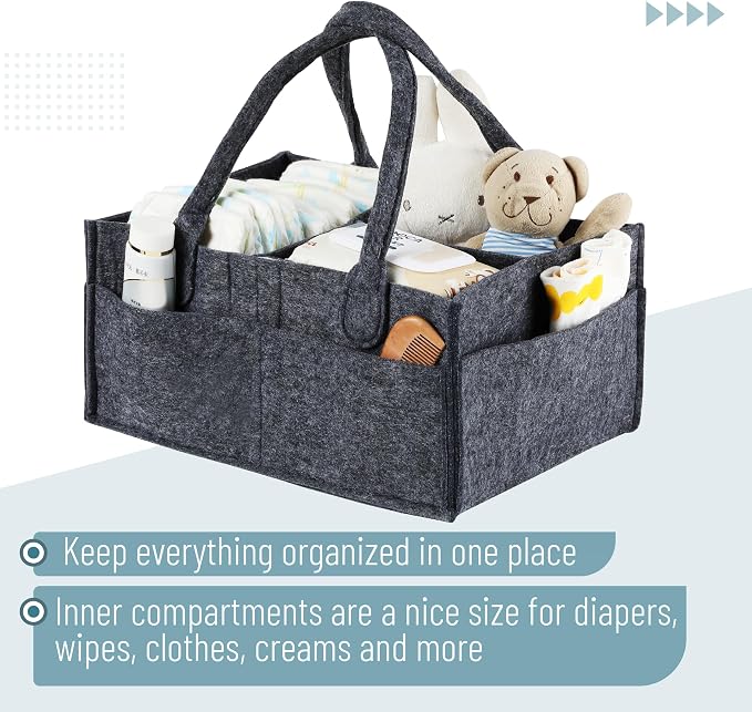 Mr. Pen- Baby Diaper Caddy Organizer, Charcoal Gray | Nursery Storage Bin and Car Organizer for Diapers and Baby Wipes