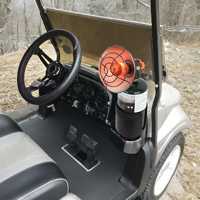 Golf Cart Cup Holder Adapter, Universal Expandable Golf Cart Heater Holder Compatible with 16 Oz/1 Lb Propane Tank and Most Golf Carts