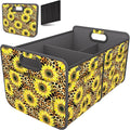 Car Trunk Organizer for SUV, 18.5Gal Large Capacity No-Sag Heavy Duty, Foldable Waterproof Anti-Slip Storage with 12 Pockets, Fit Sedan, Truck, Universal Car Accessories,Sunflower Leopard Print