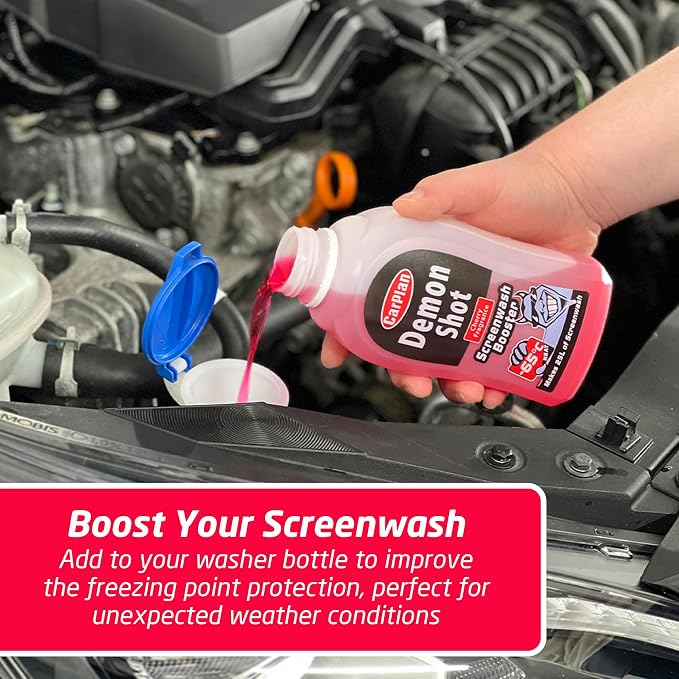 Demon Winter Windshield Washer Fluid Shot, 17 fl oz – Concentrate Sub-Zero Windscreen Washer Fluid Booster, High Power Shot Makes up to 845 fl oz