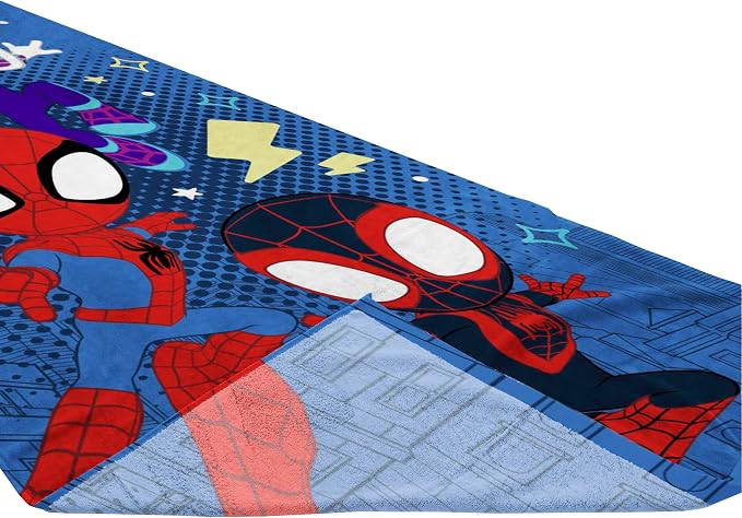Children Beach Towel - 100% Cotton Super Soft Absorbent Bath Towel, 28" x 58" Inch Lightweight for Travel, Official Licensed Product, Blue - Spidey & His Amazing Friends