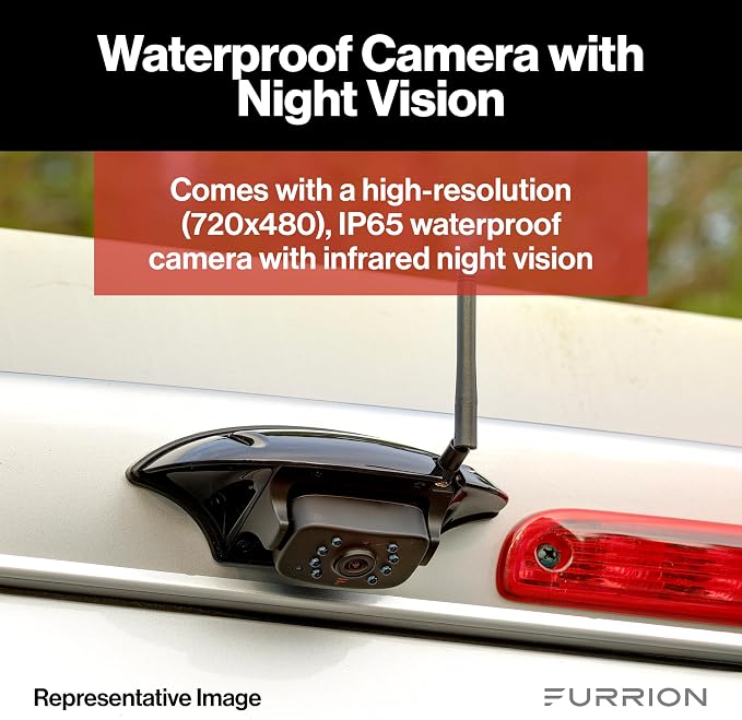 Vision S Wireless RV Backup Camera System with 4.3-Inch Monitor, 1 Rear Sharkfin, Infrared Night Vision, Wide-Angle View, Hi-Res, IP65 Waterproof, Motion Detection, Microphone - FOS43TASF