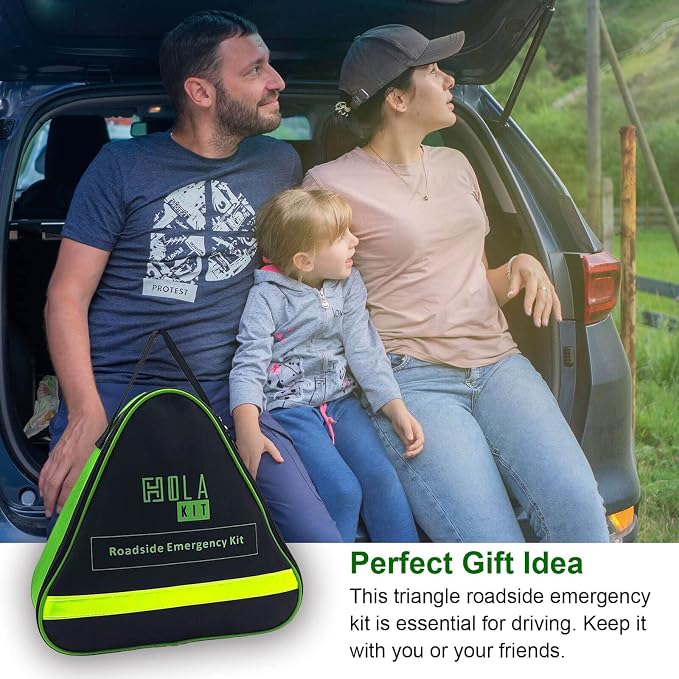 Auto Emergency Kit, 55-Piece Car Emergency Roadside Kit with Jumper Cables, First Aid Kit, Safety Hammer, Goggles, Tow Ropes and More Ideal Car Essential Accessories for Women and Men