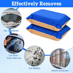 2 PCS Car Window Defogger Sponge, Absorbent Car Windshield Cleaner Inside Reusable Mirrors Window Glass Defogging Sponge for Auto Glass Fog and Steam Removal Non-Scratch Cleaning (Blue+Yellow)