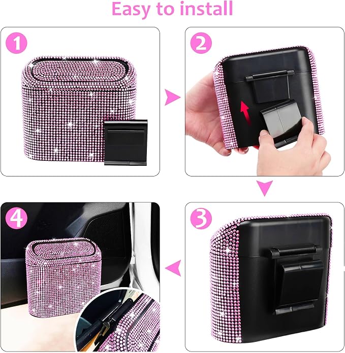 Car Trash Can with Lid, Mini Auto Dustbin Garbage Can, Car Accessories for Interior, Vehicle Can Garbage Bin with 30pcs Trash Bags, Multipurpose Organizers for Home, Office, Cars, SUV, Truck
