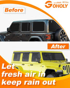 Low-Profile Window Rain Guards Fit for 2018-2026 Wrangler JL 4-Door,4-pcs Rain Guard Side Window Visors Extra-Thick Vent Visor Window Deflectors Tape-on Vent Shades Car Accessories