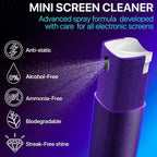 Mini Screen Cleaner Spray – Finger Proof Screen Cleaner for Smartphones, iPads, MacBooks, Laptops, Car Screens, Touchscreens – 3in1 Mist Cleaner, Microfiber Cloth and Protective Cover (Khaki)