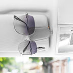 Sunglasses Holder for Car, Leather Magnetic Buckle Sun Visor Sunglass Clip, Ticket Card Storage Glasses Clip, Car Interior Accessories for Men and Women（2PCS Gray）