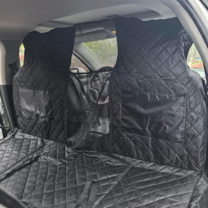 High Barrier Dog Car Seat Cover with Hard Bottom,Mesh Window,Waterproof,Anti Scratch,Safe,Easy to Use and Clean,Holds 330lbs,Foldable Car Seat Protector for Cars,SUVs,Small Pickup Trucks