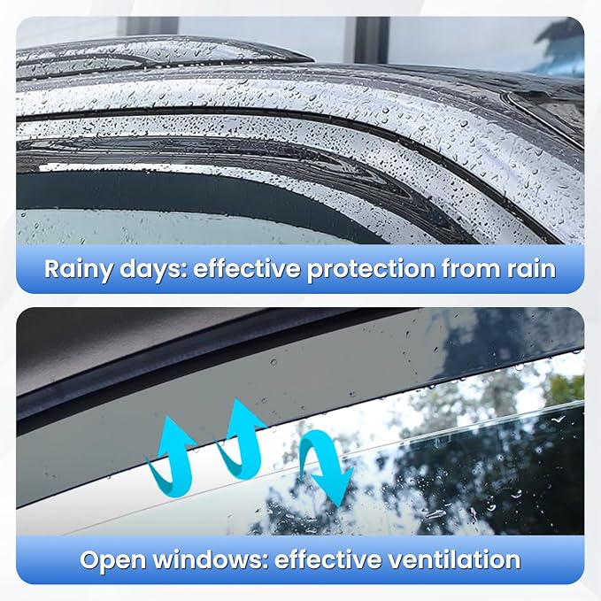 Tape-On Side Window Deflectors for Pilot 2023-2026, Rain Guards Window Visor Rain Guards Vent Guard Shade Deflectors Compatible with Honda Pilot Accessories All-Weather Protection