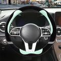 Furry Cute Soft Steering Wheel Cover 14 inch Black with Green | Fluffy Short Plush Car Accessories, Non-Slip Cold-Proof Sweat-Proof Colorfast, Small 13.5 inch to 14 inch