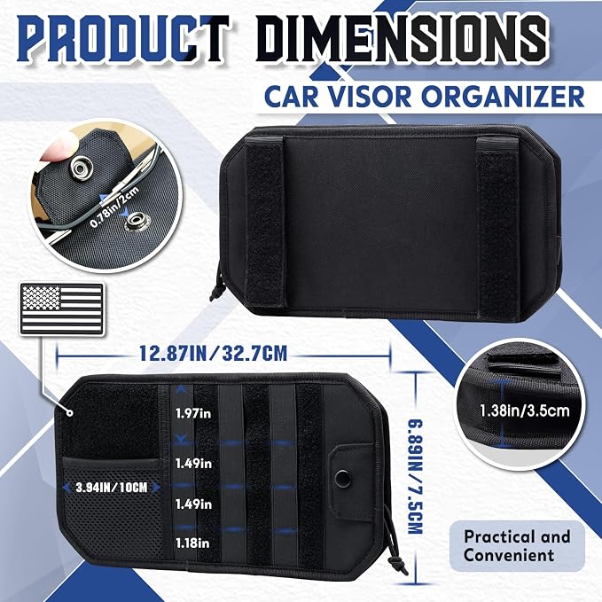 SAMPUSS Car Sun Visor Organizer Car Sunglass Holder with Storage Pouch | Semi-rigid molle panel car truck accessories with zipper for men&women fit most cars trucks vans suvs jeeps patrols