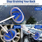 62" Microfiber Car Wash Brush with Long Handle Car Washing Mop Kit Mitt Sponge Car Cleaning Supplies Kit Duster RV Washing Car Brush Accessories, 1 Chenille Scratch-Free Replacement Head