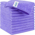 Purple Microfiber Cleaning Cloth, 12 Pack Premium Microfiber Towels for Cars, Lint Free, Scratch-Free, Highly Absorbent, Reusable Cleaning Rags for Car, Household, Kitchen, Window,11.5"X11.5"