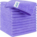 Purple Microfiber Cleaning Cloth, 12 Pack Premium Microfiber Towels for Cars, Lint Free, Scratch-Free, Highly Absorbent, Reusable Cleaning Rags for Car, Household, Kitchen, Window,11.5"X11.5"
