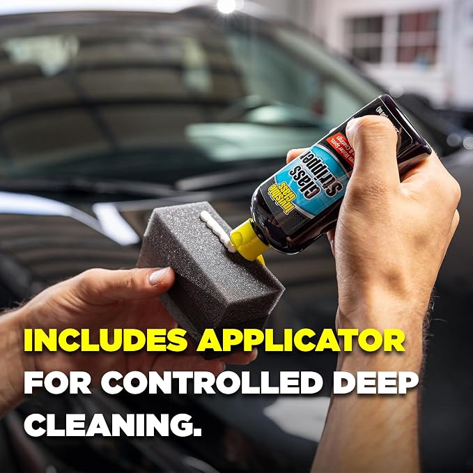 91411 Glass Stripper Water Spot Remover Kit – Cerium Oxide Based Auto Glass Polish for Windshields, Hard Water Spots, Road Films & Old Coatings – 4 Fl Oz