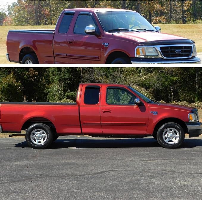 Window Visors Rain Guards for Ford 1997-2003 F150,1997-1999 F250 Light Duty Super/Extended Cab, Side Wind Deflectors Vent Guard Shade Sun 94808 4-Pieces Set