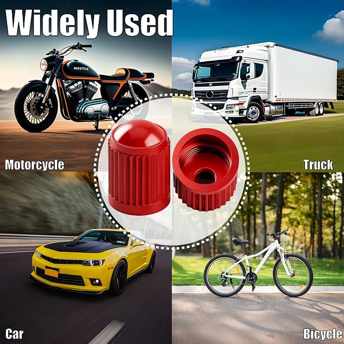 15PCS Plastic Tire Valve Stem Caps, Corrosion Resistant, with O Rubber Ring, Airtight Seal Heavy Duty Dustproof Tire Valve Stem Covers for Cars, SUV, Trucks, Bikes, Motorcycles, Bicycles(Red)