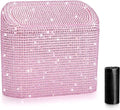 Bling Car Trash Can with Lid, Leak-Proof Mini Vehicle Trash Bin Automotive Dustbin Organizer Storage, Sparkling Crystal Trash Bag Container with 30pcs Garbage Bags for Car, Home, Office (Pink)