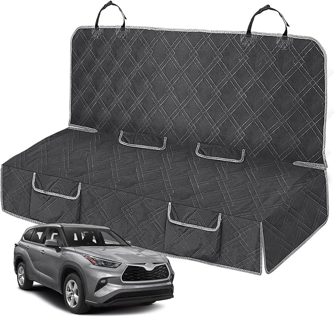 Dog Car Seat Cover Compatible with Toyota Highlander 2013-2024 2025, Waterproof Pet Bench Seat Cover for Back Seat, 600D Heavy Duty Scratch Proof Nonslip Truck Seat Covers for Dogs